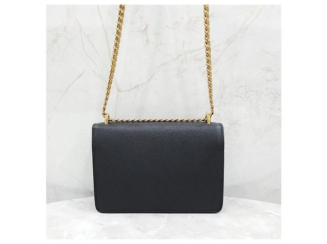 Prada Borsa a spalla a busta con catena in pelle Saffiano con logo Triangle - vista 11