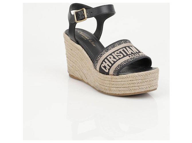 Décolleté con zeppa Dior DWEY marrone jacquard - vista 2