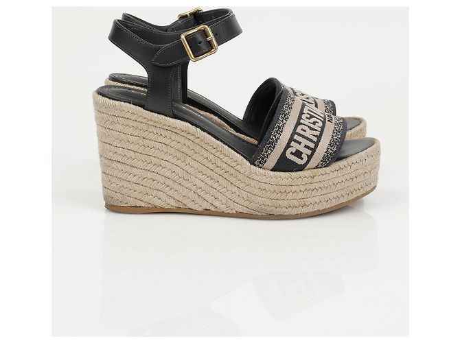 Décolleté con zeppa Dior DWEY marrone jacquard - vista 3