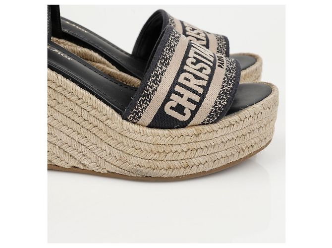 Décolleté con zeppa Dior DWEY marrone jacquard - vista 4