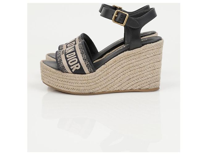 Décolleté con zeppa Dior DWEY marrone jacquard - vista 7