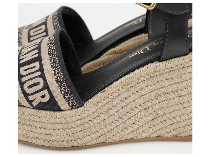 Décolleté con zeppa Dior DWEY marrone jacquard - vista 8