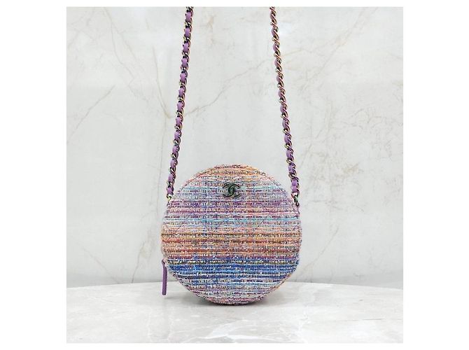 Chanel Multicolor Tweed Rundtasche mit Kette - Ansicht 9