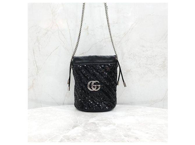 Gucci Sequin Black Chain Bucket Bag - Ansicht 10
