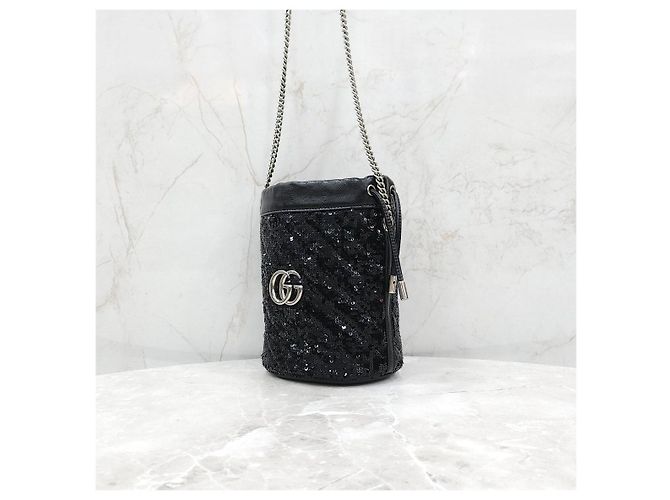 Gucci Sequin Black Chain Bucket Bag - Ansicht 11