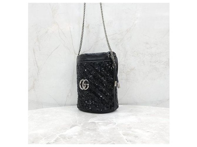 Gucci Sequin Black Chain Bucket Bag - Ansicht 2