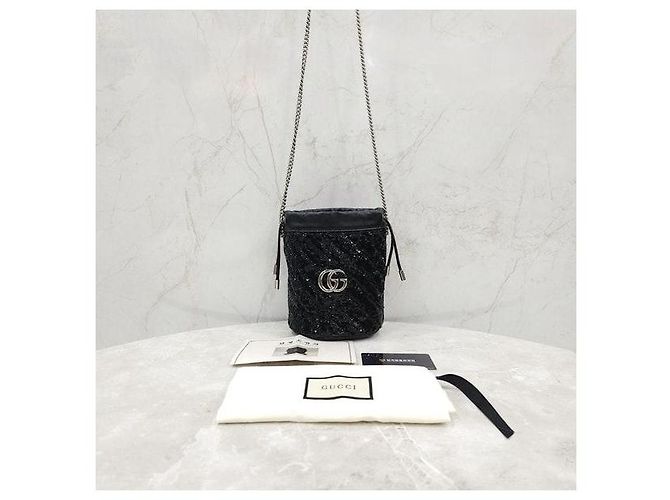Gucci Sequin Black Chain Bucket Bag - Ansicht 9