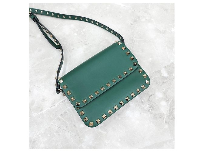 Valentino Borsa crossbody Rockstud verde - vista 12