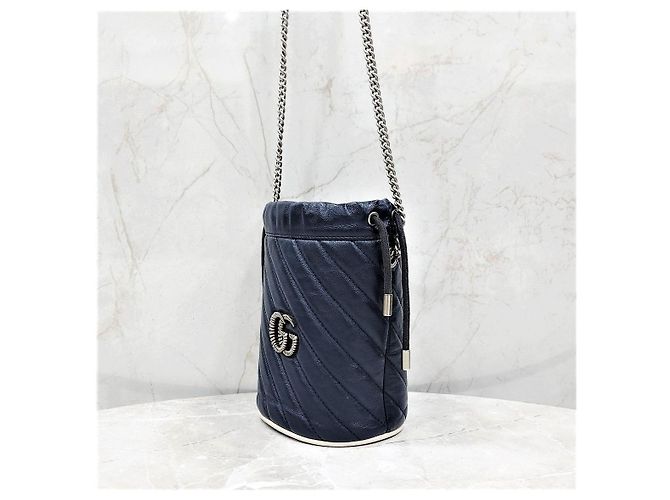 Borsa a secchiello con catena Gucci verde in pelle - vista 10
