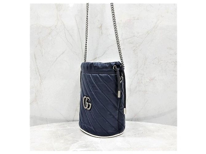 Borsa a secchiello con catena Gucci verde in pelle - vista 2