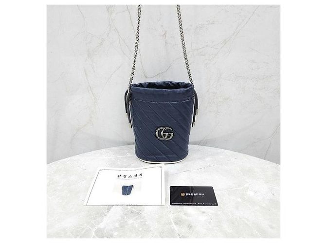 Borsa a secchiello con catena Gucci verde in pelle - vista 8