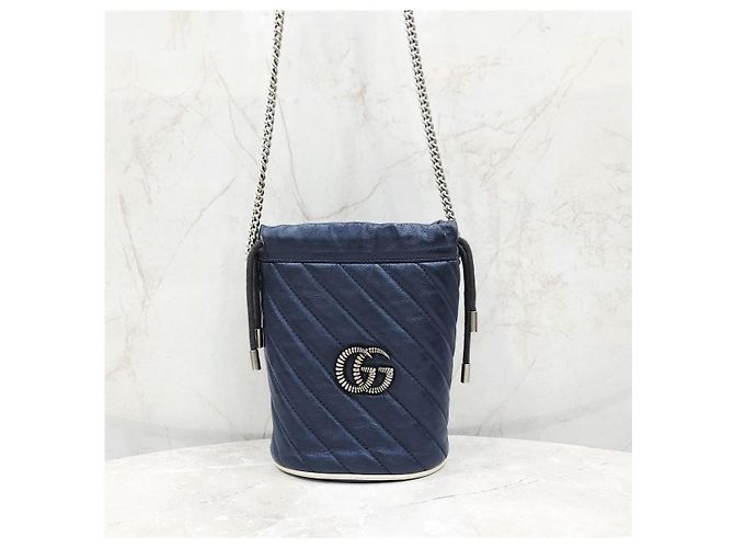Borsa a secchiello con catena Gucci verde in pelle - vista 9