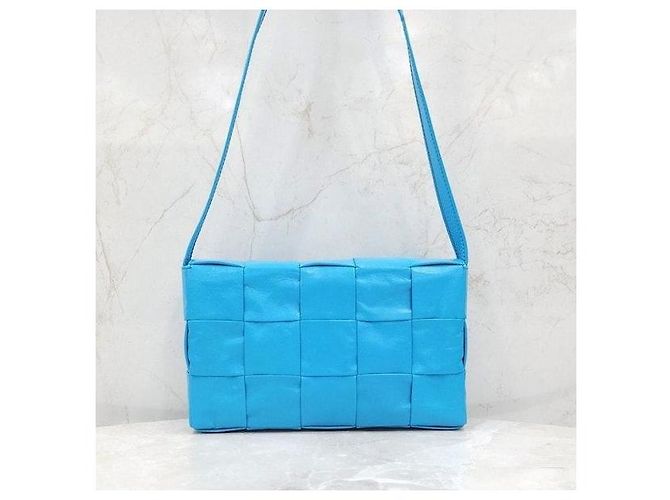 Bottega Veneta Borsa a tracolla Cassette Intrecciato Blu - vista 3