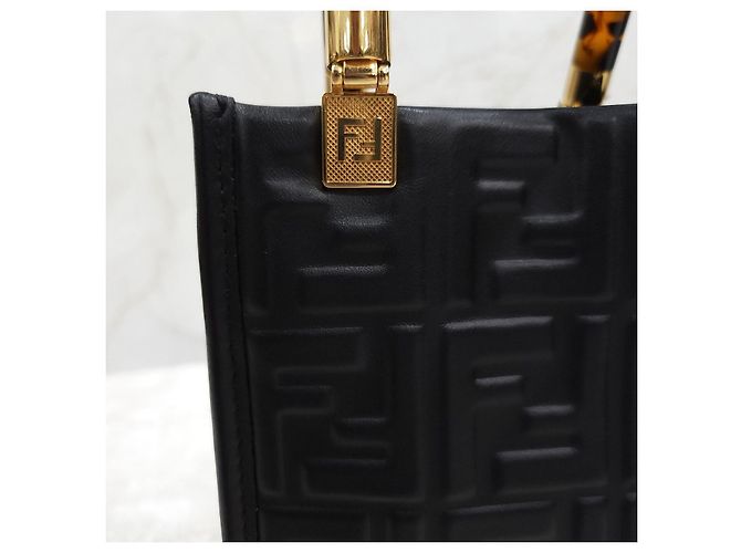 Fendi Borsa Shopper Mini Sunshine FF Nera - vista 14