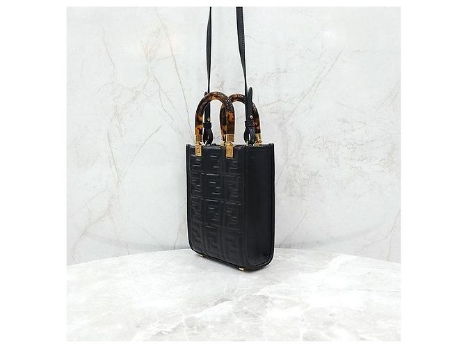 Fendi Borsa Shopper Mini Sunshine FF Nera - vista 2