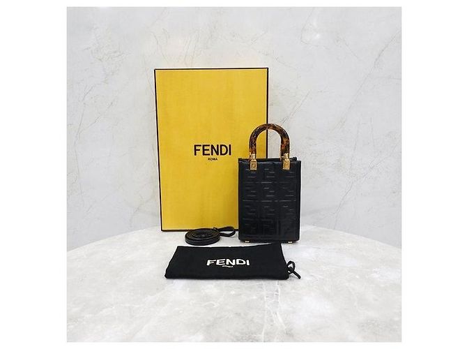 Fendi Borsa Shopper Mini Sunshine FF Nera - vista 9