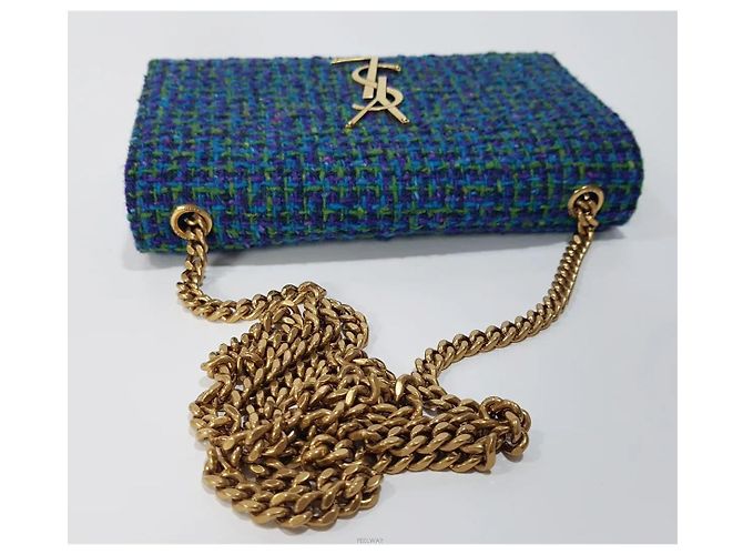 Autre Marque Borsa a tracolla Kate Small in tweed con catena - vista 4
