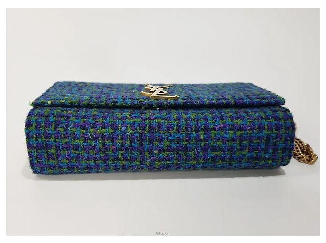 Autre Marque Borsa a tracolla Kate Small in tweed con catena - vista 5