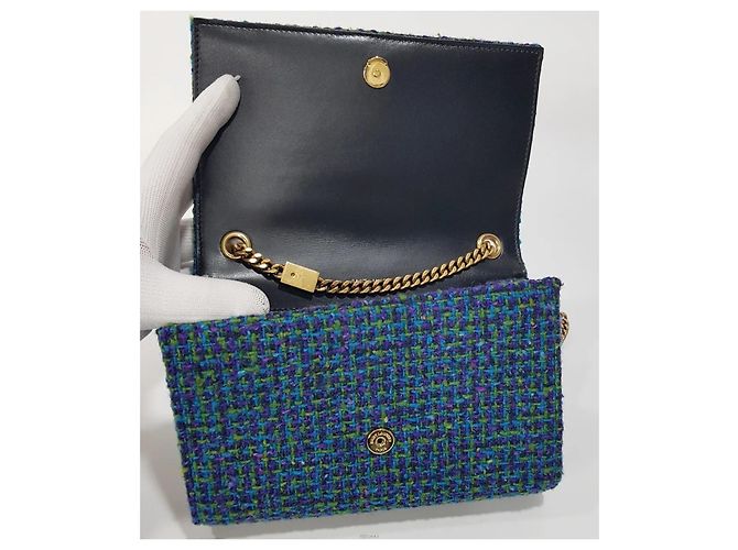 Autre Marque Borsa a tracolla Kate Small in tweed con catena - vista 8