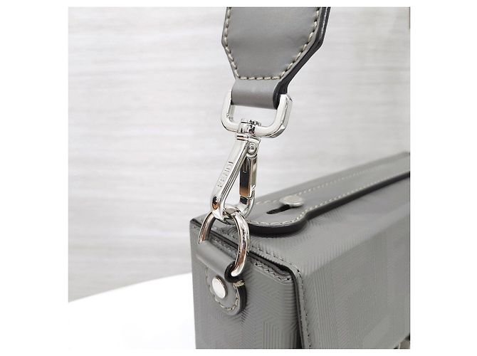 Fendi Borsa Baguette Soft Trunk in Jacquard Grigio - vista 14