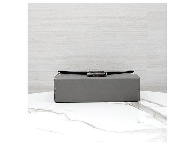 Fendi Borsa Baguette Soft Trunk in Jacquard Grigio - vista 8