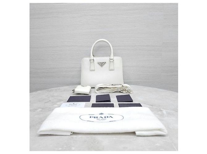 Prada Borsa a Spalla Multi-Tasca White Saffiano Lux - vista 10