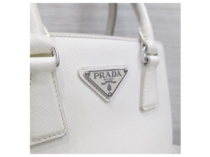 Prada Borsa a Spalla Multi-Tasca White Saffiano Lux - vista 15