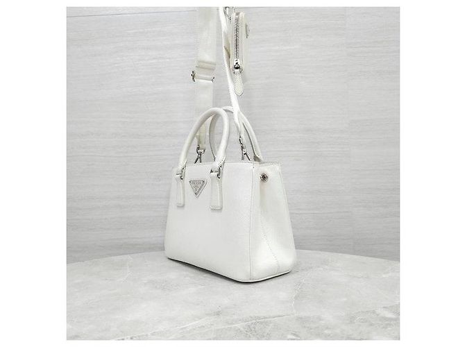 Prada Borsa a Spalla Multi-Tasca White Saffiano Lux - vista 2
