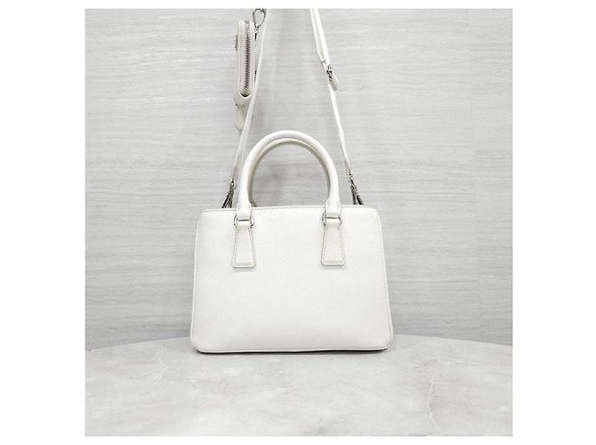 Prada Borsa a Spalla Multi-Tasca White Saffiano Lux - vista 3