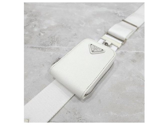 Prada Borsa a Spalla Multi-Tasca White Saffiano Lux - vista 8