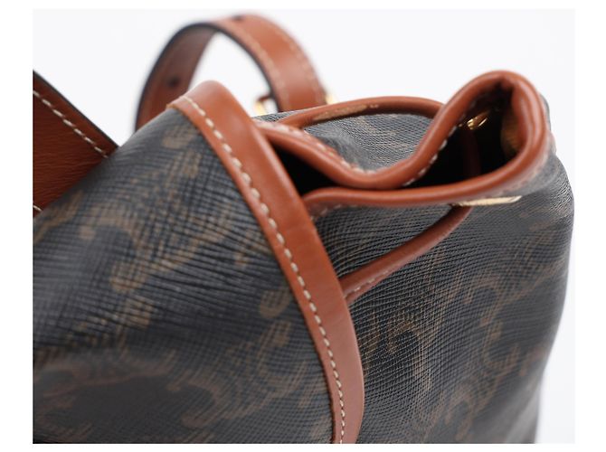 Céline Mini Triomphe Polka Canvas Backpack Tan - view 10