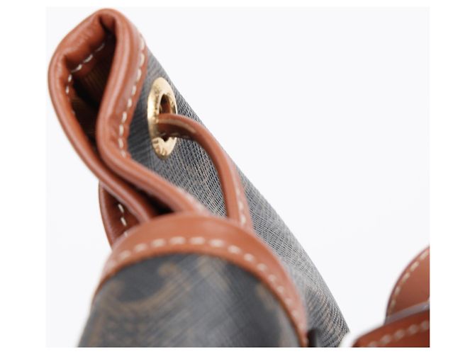 Céline Mini Triomphe Polka Canvas Backpack Tan - view 11