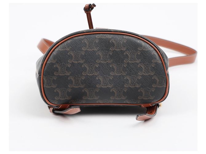 Céline Mini Triomphe Polka Canvas Backpack Tan - view 7
