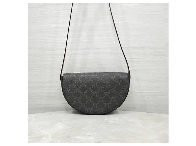 Borsa a tracolla Céline in tela marrone - vista 3