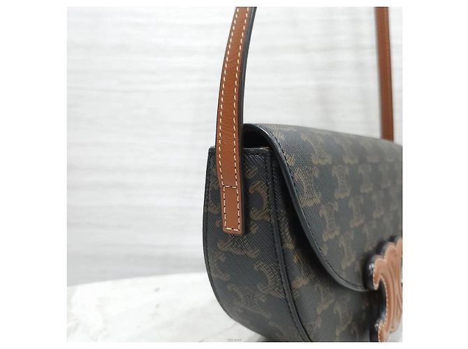 Borsa a tracolla Céline in tela marrone - vista 4