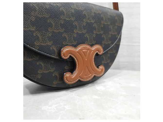 Borsa a tracolla Céline in tela marrone - vista 5