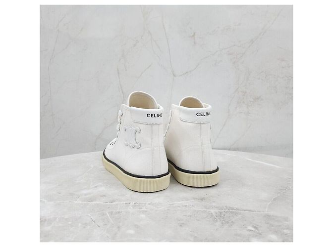 Céline Canvas Blank Lace-Up Sneakers - view 4
