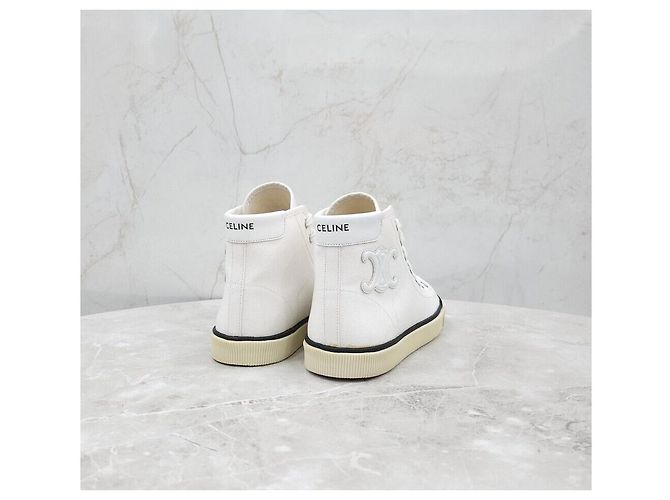 Céline Canvas Blank Lace-Up Sneakers - view 5