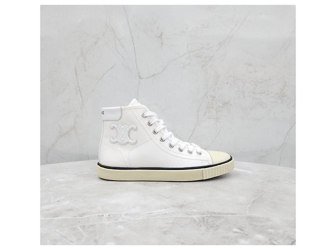 Céline Canvas Blank Lace-Up Sneakers - view 6