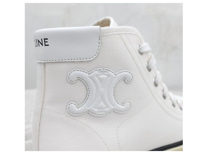 Céline Canvas Blank Lace-Up Sneakers - view 8