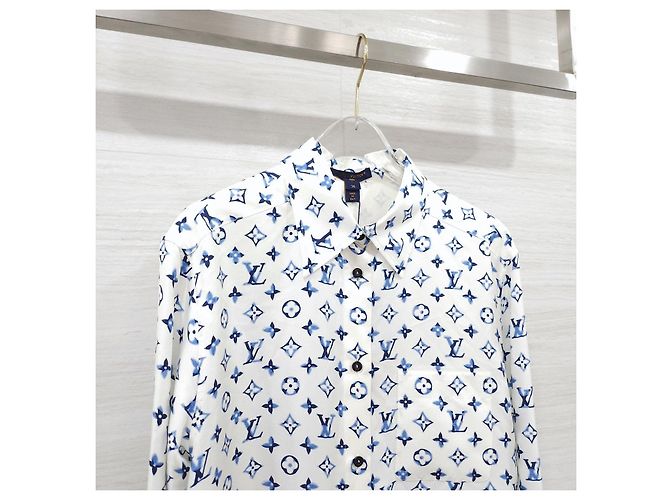 Louis Vuitton Camicia in seta a maniche lunghe con tasca Monogram Blur Watercolor - vista 12
