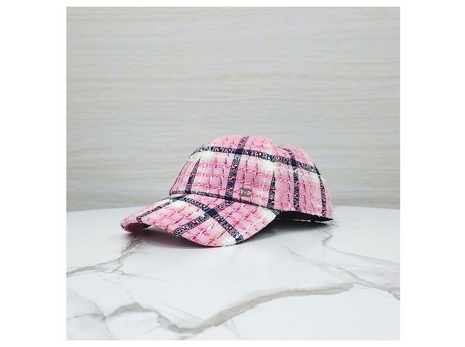 Chanel Karo-Tweed-Kappe Pink Multicolor - Ansicht 10