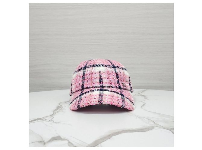 Chanel Karo-Tweed-Kappe Pink Multicolor - Ansicht 11