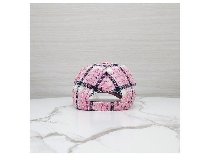 Chanel Karo-Tweed-Kappe Pink Multicolor - Ansicht 12