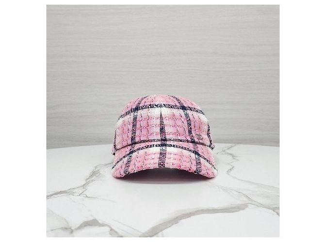 Chanel Karo-Tweed-Kappe Pink Multicolor - Ansicht 2