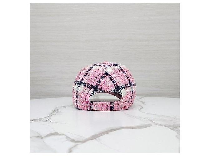 Chanel Karo-Tweed-Kappe Pink Multicolor - Ansicht 3