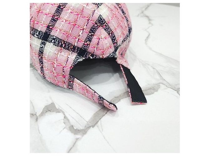 Chanel Karo-Tweed-Kappe Pink Multicolor - Ansicht 7