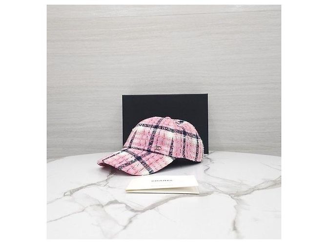 Chanel Karo-Tweed-Kappe Pink Multicolor - Ansicht 9
