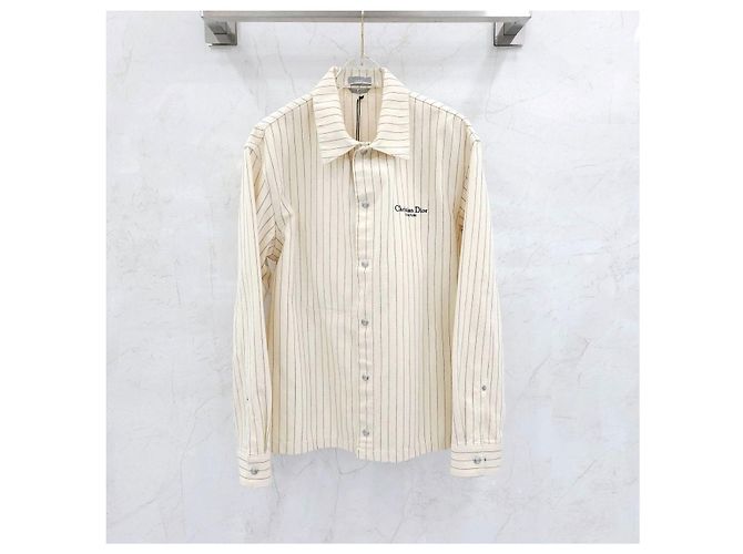 Dior Giacca-camicia ricamata con logo Couture Stripe - vista 7