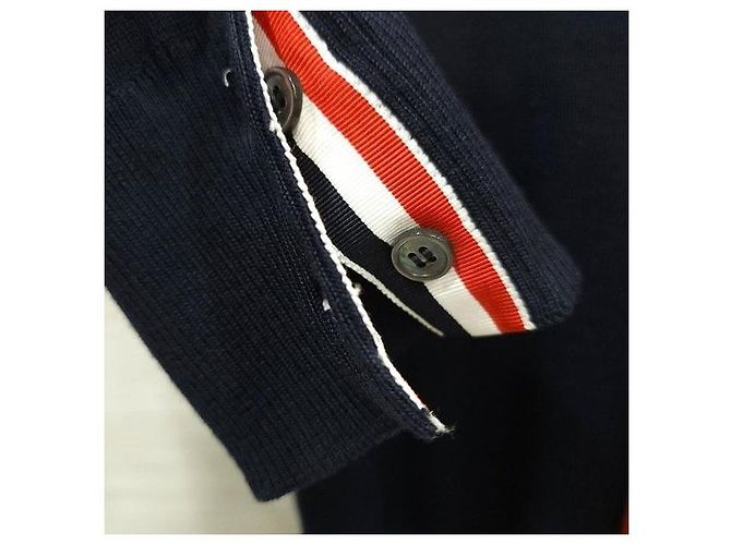 Thom Browne Three Stripe Back Stripe Wool Cardigan Navy - view 5
